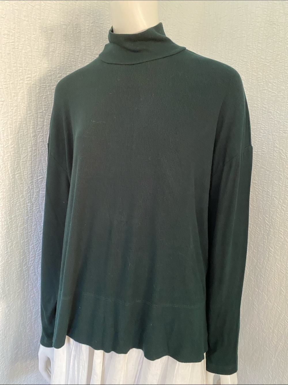 Michael Stars Anthropology Dark Ivy Rib Green Turtleneck Sweater. Sz OS Made USA